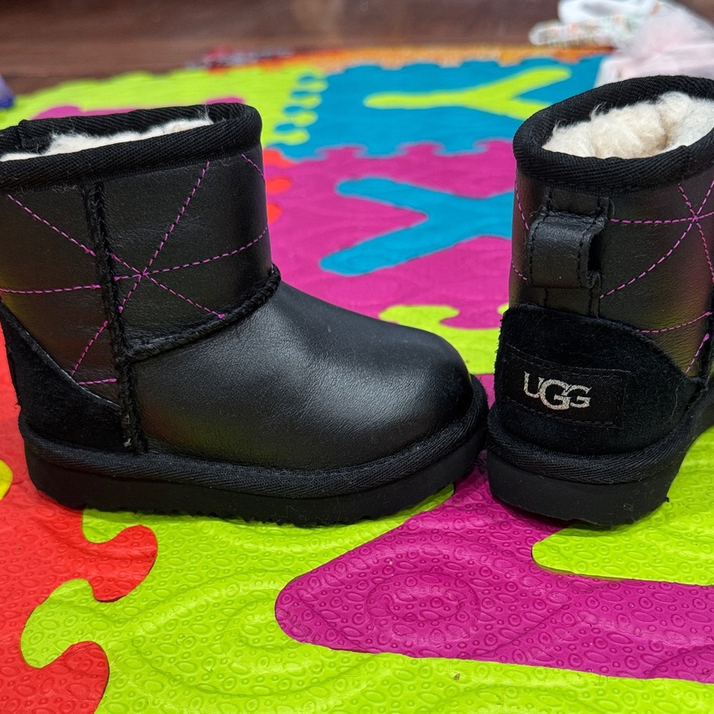 UGG Black Boots with Pink Accents